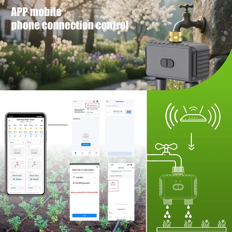 WAP01 WiFi APP Kontrollü Çift  - Smart Garden Watering incelemesi ve fiyatı